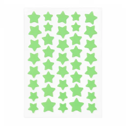Star Acne Patches Green 5 Sheets - 40 Stars Per Sheet, Hydrocolloid Blemish Stickers, Waterproof Sweat-Resistant Star Pimple Covers