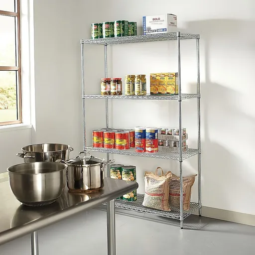 Wire Storage Rack – 90x45cm Chrome Shelving with Fixed Legs