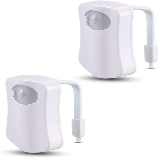 2 Pack Toilet Night Lights, 8-Color Changing LED Bowl Nightlight with Motion Sensor Activated Detection, Cool Fun Bathroom