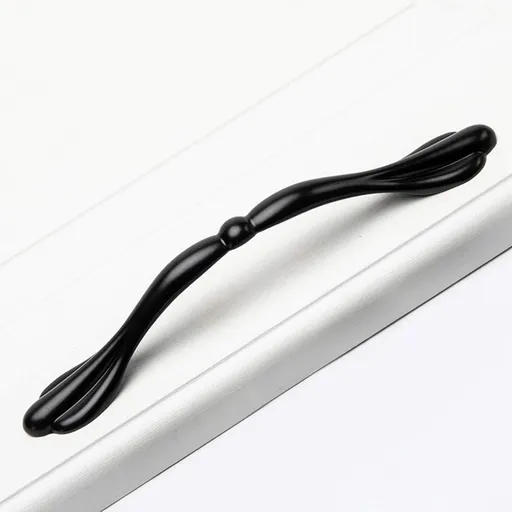 Cabinet Pull Handle Zinc Alloy Bow Shape 2pcs Flat Black