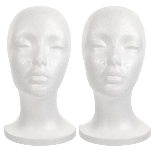 2Pcs White Manikin Head for Wig Styling Hair Extension and Hat Display