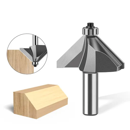 12mm*1-3/8 45-Degree Chamfer Router Bit for Woodworking Edge Shaping for Furniture and Cabinet Projects(Gray)