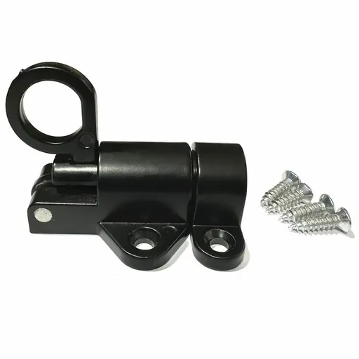 Black Spring Door Lock，Resilient Bolt Latch Aluminum Alloy Safety Automatic Spring Barrel Slide Door Lock with Screws