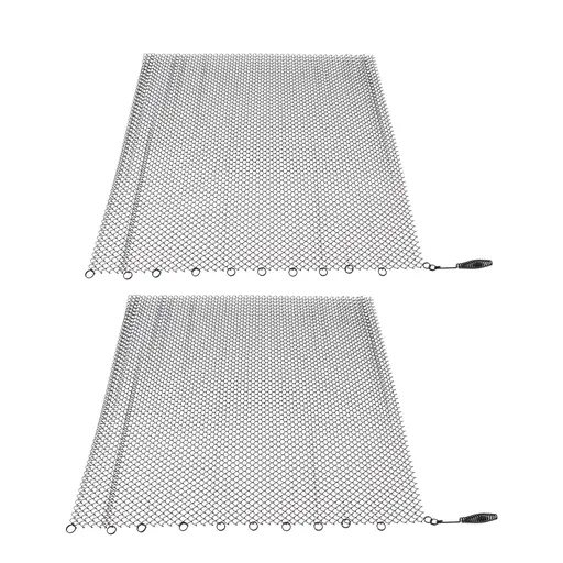 Fireplace Mesh Screen Curtain 2 Wide Panels Hanging Replacement Screens for Home Wood Burning Fireplace Black 24x20in