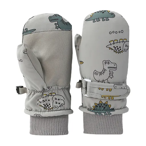 Kids Waterproof Winter Snow Gloves, Thick Stretchy Warm Gloves for Boys and Girls for Outdoor Play in Cold Weather, Grey, 6-24 Months