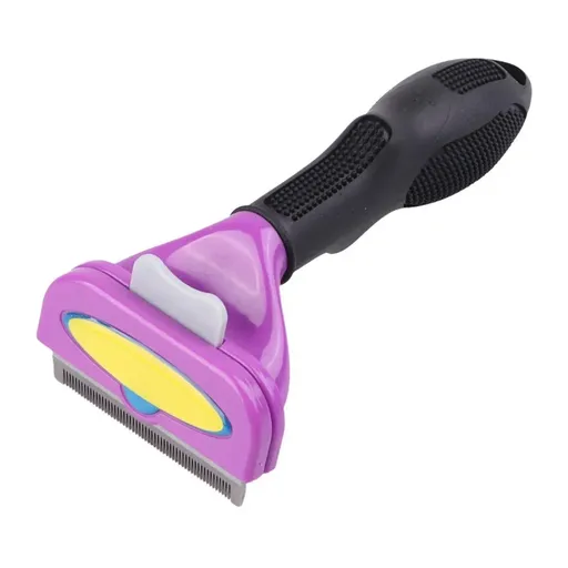 Pet Hair Removal Brush Deshedding Tool for Cats Dogs Grooming Comb Fur Remover - Purple