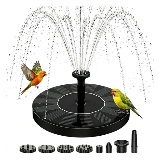 Solar Bird Bath Fountains, Solar Fountain Pump with 6 Nozzles, Free Standing Floating Solar Powered Water Fountain Pump for Bird Bath, Garden, Pond, Pool, Outdoor