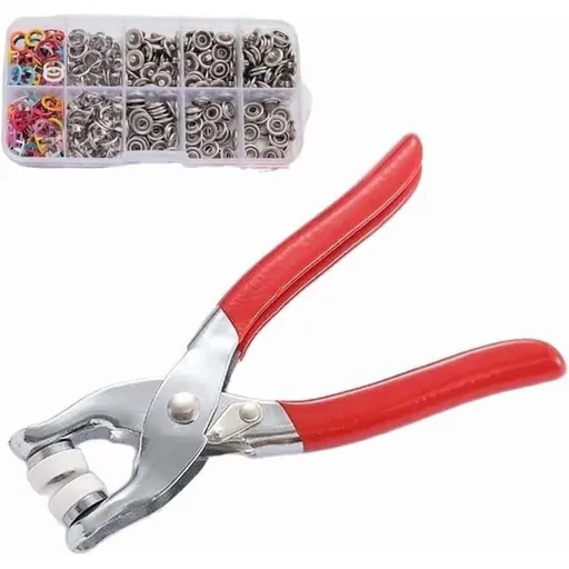 Sewing Kit with 100PCS Metal Buttons, Complete Snap Button Kit with Manual Pliers Tool for DIY Crafts, Clothing Repair and Fabric Projects