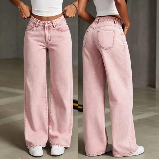 Pink Size 4XL (Recommended 87.5-92.5kg / 192.9-203.9lbs) | Roomy Straight Leg Jeans | Christmas Sweet Relaxed Gift | High Waist Loose Versatile Denim