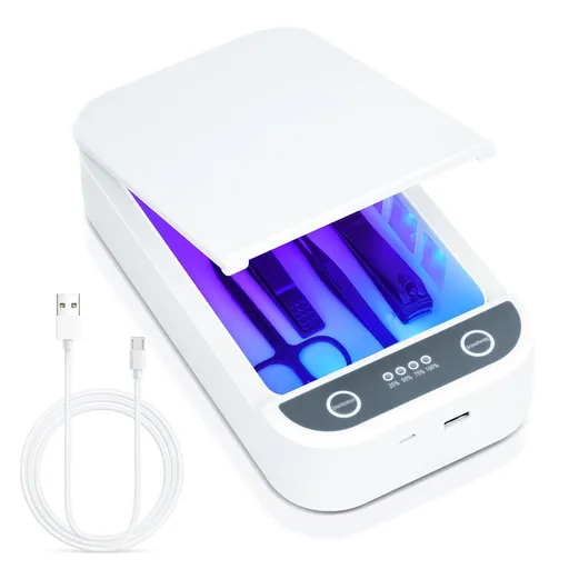 Nail Tool Sterilizer Portable USB Sterilizer Box Efficient 360 Degree Cleaning Blue Light