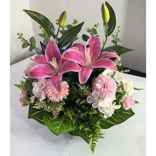 Artificial Flower Arrangement Fake Lilies And Roses Home Decor Accents Garden - Multi-color - Size 24