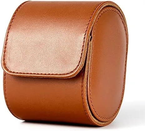 Premium Leather Mechanical Watch Storage Box - 3 Slot Dustproof Travel Case for Home Use, Brown