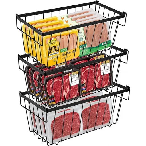 6pcs Multifunctional Kitchen Storage Basket, Fridge Organizer for Ice Cream Meatballs, Divided Storage Bin for Bedroom Bathroom Cabinet Sundries-6PCS