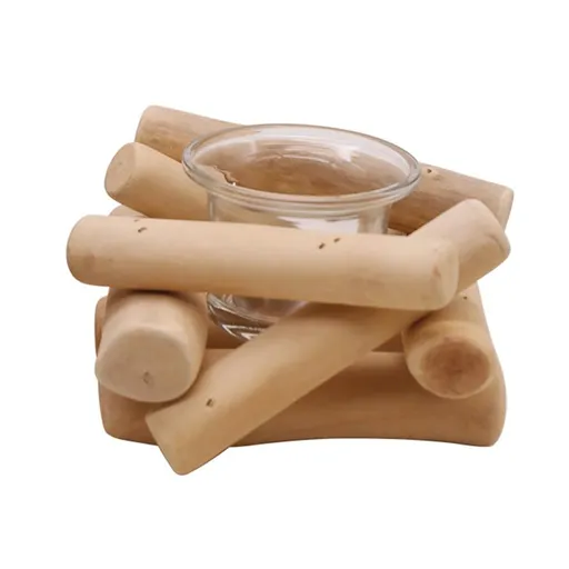 INS Retro Driftwood Glass Candleholder Romantic Home Creative Glass Decoration Candle Holder Romantic Dinner Table Decor