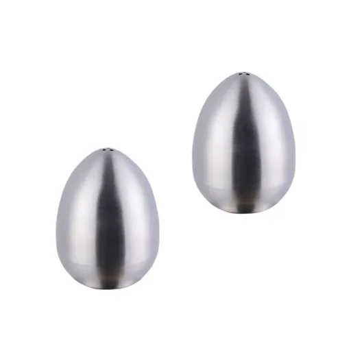 2-Piece Pepper Shakers, Cute Egg Shape Stainless Steel Condiment Jar for Home and Kitchen Utensils, Comfortable and Ergonomic