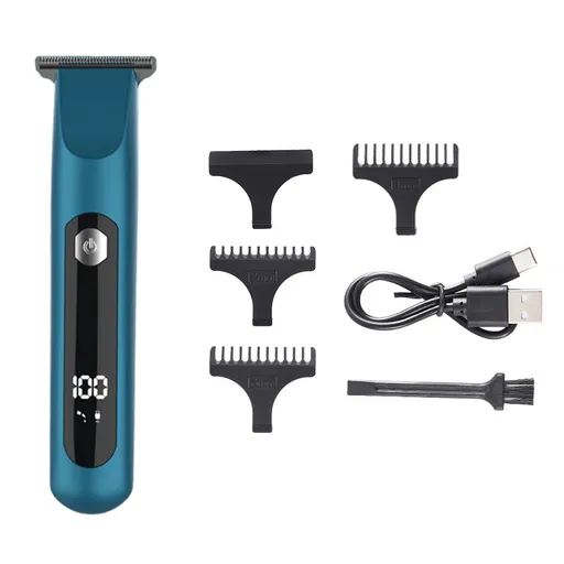 Professional Steel Hair Clipper - Low Noise Motor with 3 Guard Combs & Type-C Charging(blue)