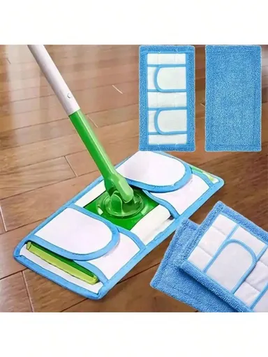 4pcs Flat Mop Replacement Heads Washable Reusable Microfiber Pad High Absorption Dry Wet Dual Use Fit Most Flat Mop Home Cleaning Tools