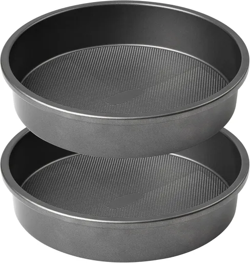 9" Round Cake Pan Set o 2, 0.8mm Thick Heavy Duty Bakeware or Tiered & Layered Cakes, Nonstick Baking Pan with Diamond Texture or Even Heating, Cake Mold