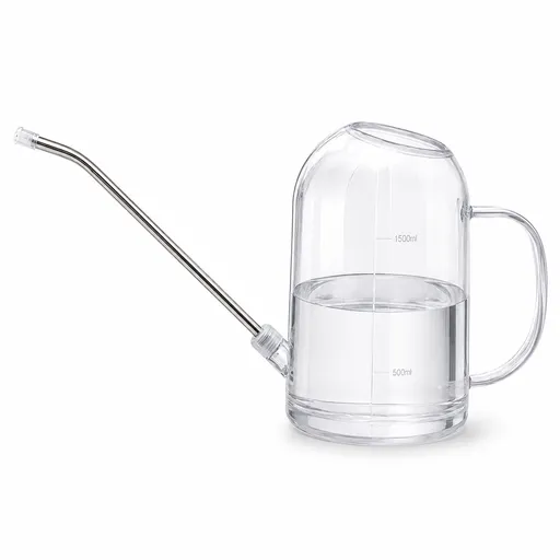 2L Transparent Long Spout Watering Can with Shower Head - Clear Plastic Indoor Plant Waterer for Succulents, Balcony Garden, Precise Watering Tool