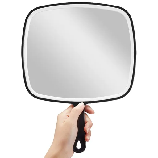 Hand Mirror, Black Handheld Mirror with Handle,Single-sided glass mirror with no magnification Black
