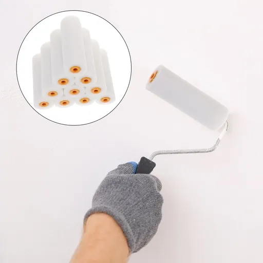 White High-Density Foam Rollers for Painting Walls and Surfaces