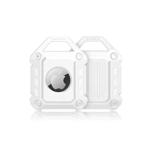 Waterproof Apple AirTag Protective Case TPU Cover Air Tag Tracker Loop Holder - White