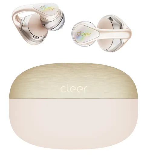 Cleer Bridge Clip On Open Ear Bluetooth Earbuds, Dolby Spatial Audio,Cream