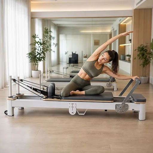 Folding Pilates Reformer Machine – Home Workout Bed for Full Body Fitness Training
