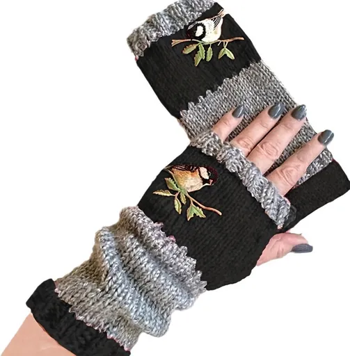 Wrist Warmers - Knitted Women's Fingerless Gloves - Wrist Warmers - Long Knitted Wrist Warmers - Fingerless Gloves - Gloves for Autumn & Winter - Black - 1 Pair - One Size