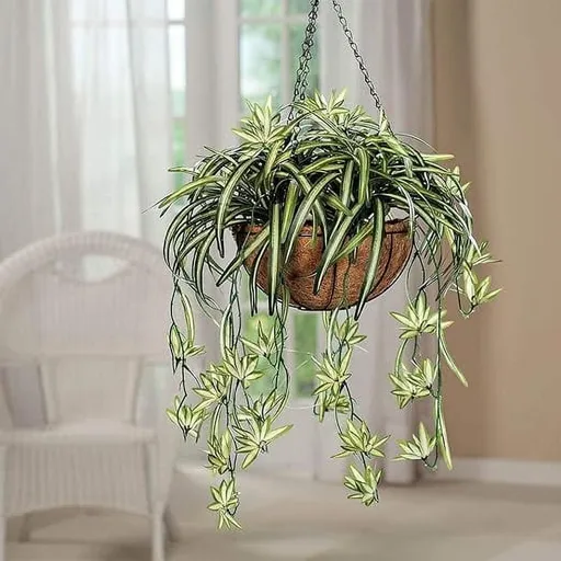 Artificial Chlorophytum Silk Flowers, Artificial Flowers Spider Plant Fake Greenery Faux Plant Hanging Basket Ivy Green Leaves Wall Hanging Plants for Home Garden Office Wedding Decoration