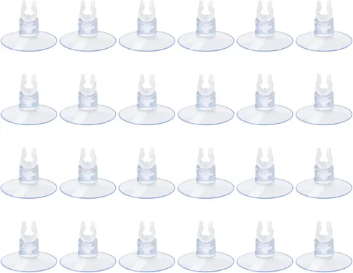 Aquarium Suction Cups, for Fish Tank Airline Tubing, with Clips 3/16" air Hose Holder, 24pcs (Clear)