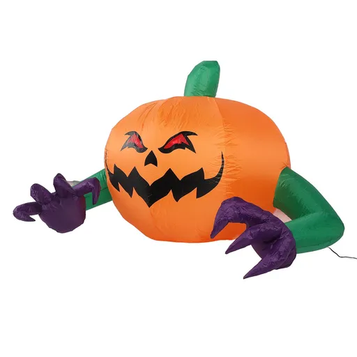 Inflatable Cute Pumpkin Ghost Blow Up Yard Outdoor Decoration Indoor Party Garden Lawn Decor Purple Arm Red Eyes 1.2m EU Plug 220‑240V