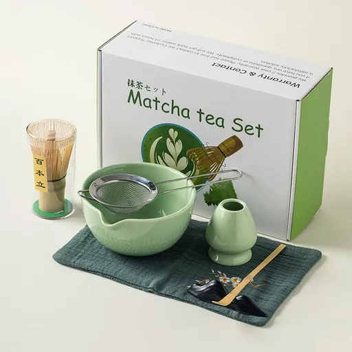 6pcs Matcha Whisk Set - Traditional Bowl, Teaspoon, Portable Sifter