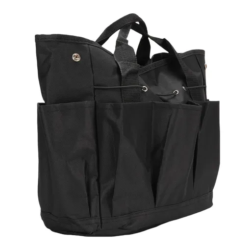 Garden Tool Bag Oxford Cloth Portable Gardening Tool Kit Holder Organizer Bag with Multiple Pockets and Handle for Outdoor Camping Black