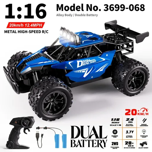 1:16 metal RC car, high-speed drifting, off-road racing car, boys toy car, 2.4GHz remote control, outdoor play toy, drift car, remote control car for kids, Australian toy - Blue - Size variable speed