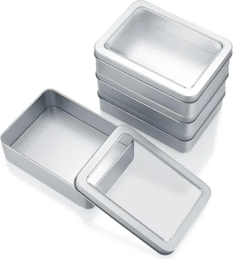 4 Pack Mini Metal Storage Boxes, 12.5 x 9 x 3.5 cm
