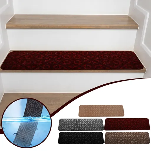 Stair Treads for Wooden Steps, Soft Stair Treads, 8 x 30 Inch Reusable Carpet Stair Treads, Washable Stair Runners for Wooden Steps Non Slip Stair Rugs Black