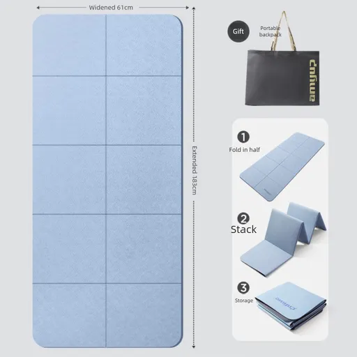 Blue Foldable Yoga Mat - Portable Thick Non-Slip Fitness Exercise Mat for Home Gym and Travel