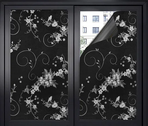 Window film - Blackout window film - Blackout window film - Sun protection - Anti-glare - Adhesive window film - Blackout cloth - Black - Including scraper - Easy installation - Window sticker - 45x100cm - Supplied with self-adhesive backing - A