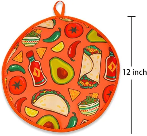 Warmer Pouch Insulated & Microwaveable Fabric Keeper Holder Keeps Warm for Corn Flour Taco Pizza Bread up to One Hour,Orange