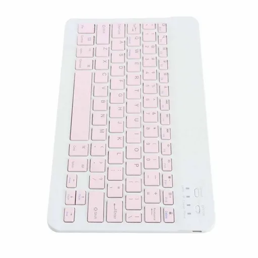 10 Inch Bluetooth Keyboard and Mouse Combo, Ultra Thin Quiet USB Charging DPI Adjustable(Pink)