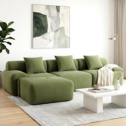 Artiss 300cm Modular Sofa Bed Comfort L-Shaped Sectional Boneless Couch Green
