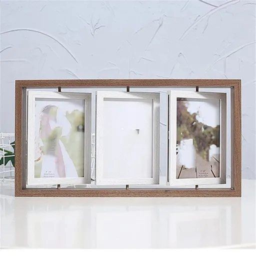4x6 Rotating Picture Frame Desktop Rustic 4x6in Wooden Photo Frames, Double Side-Display 6 Photos, Floating 4x6 Collage Family PictureFrame for Tabletop Display