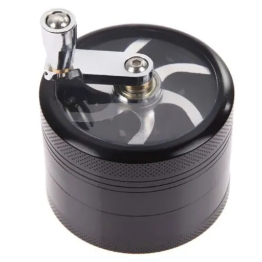 Mini 40mm 4 Layer Hand Crank Grinder Metal Zinc Alloy Spices Grinder with Handle Black