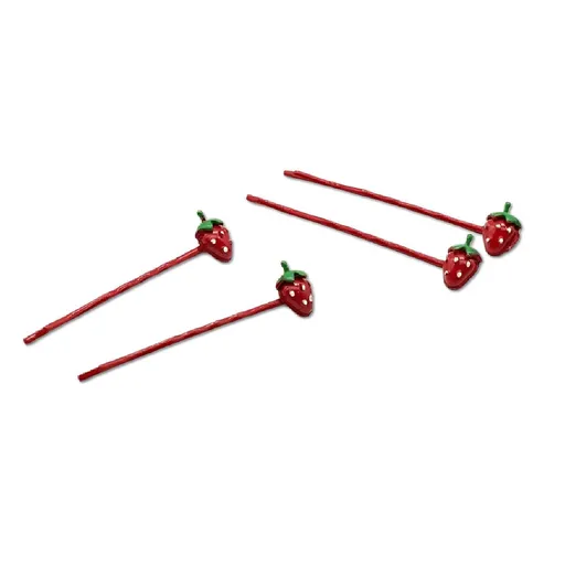 4 Pcs Cute Strawberry Hair Pins Hair Clips for Girls, Fun Headband Accessories for Kids Women Daily Wear Party (Red Strawberry)