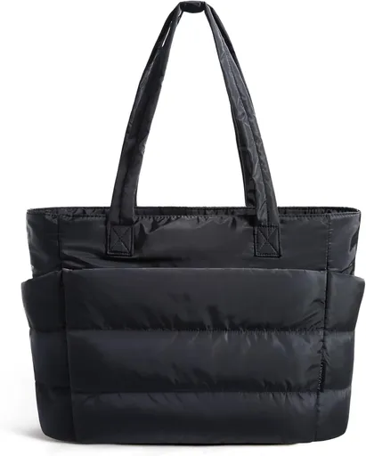 Tote Bag for Women, Lightweight Puffy Tote Bag with Compartments Shoulder Bag Handbag for Travel, Work, Gym | Lightweight, Puffy, Quilted, for Travel, Work