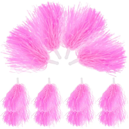 Worgeous Pink Cheerleading Pom Poms with Shiny Design and Durable Plastic Handles for Decor Use 12 Pieces