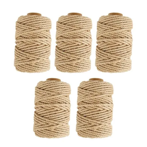 Sisal Rope Natural Jute Hemp Manila Twine String Cord 1-14mm Thick Craft DIY - 5Rolls-4MM*100M