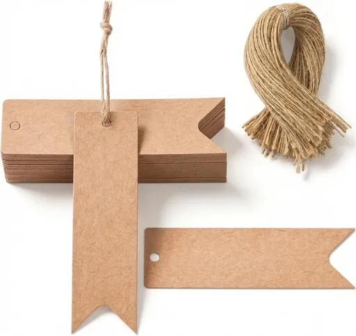 100PCS Kraft Paper Gift Tags, Mini with String for Wedding, DIY Crafts - 2.8 x 0.8 Inch