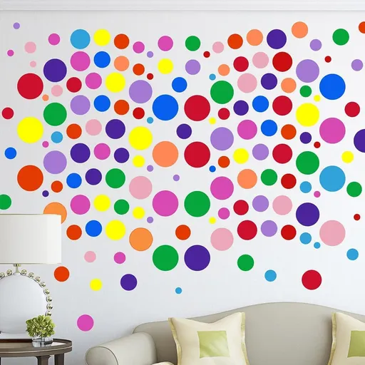 264 Pieces Polka Dot Wall Decals Circles for Vinyl Dots Stickers Set Room Kids Bedroom Nursery Playroom Classroom Decor Graphic 7 Different Size (12 Colors)